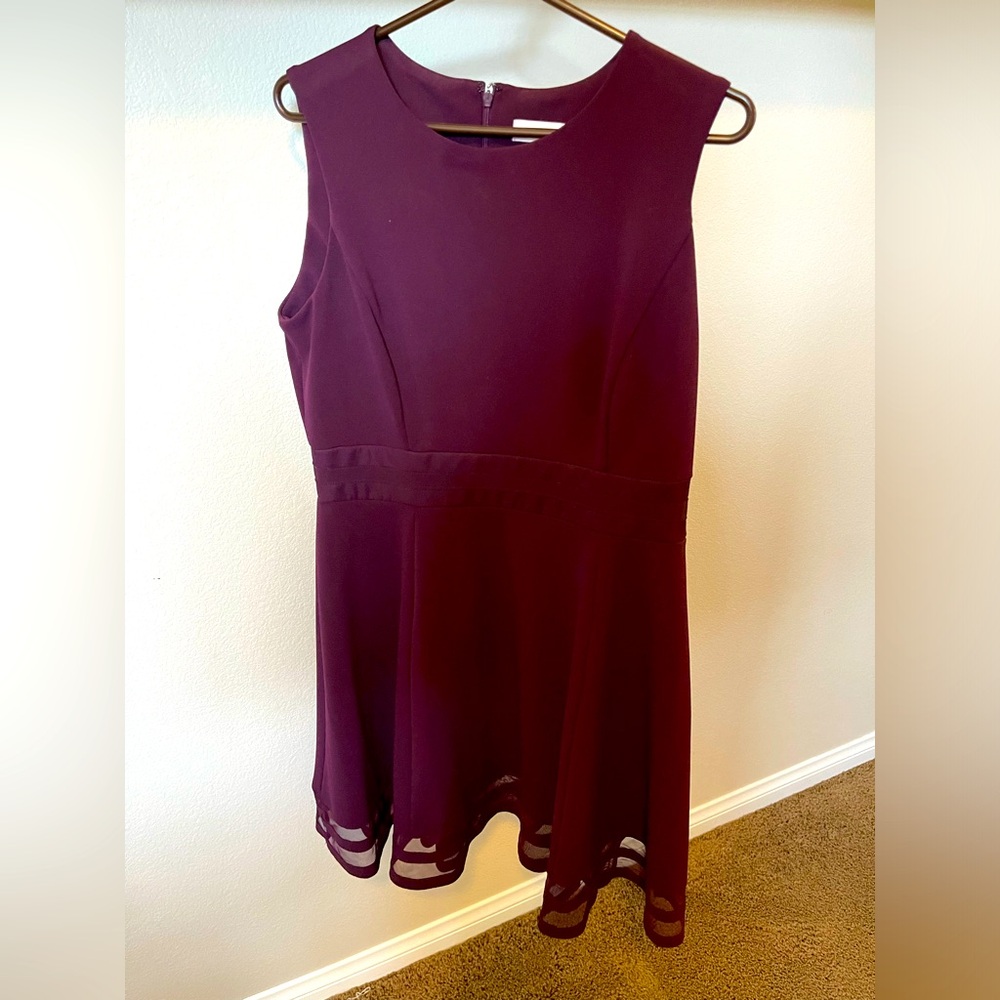 Calvin Klein fit and flare sleeveless dress, rich maroon/purple, size 14